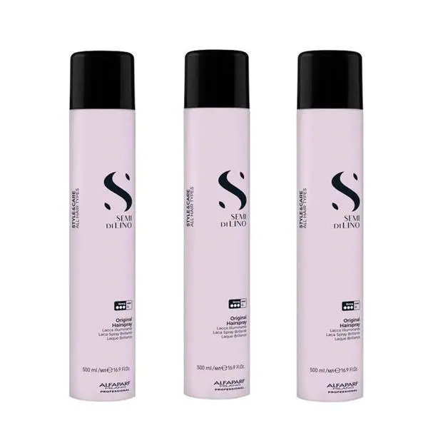 Alfaparf Milano Пакет от 3 x лак за коса със силна фиксация - Alfaparf Milano Semi di Lino Style &amp; Care, 500 мл