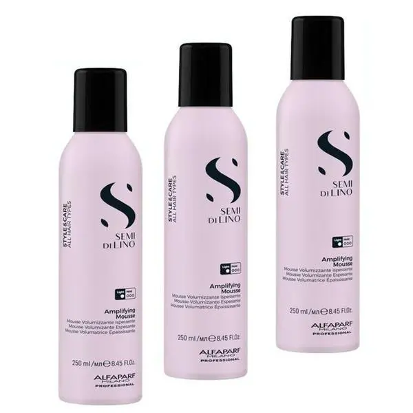 Alfaparf Milano Пакет от 3 x Мус за обем - Alfaparf Milano Semi di Lino Style &amp; Care Amplifying Mousse, 250 мл
