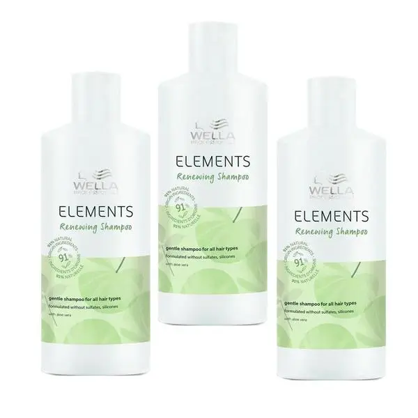 Wella Professionals Пакет  от 3 x Ревитализиращ шампоан - Обновяващ шампоан Wella Professionals Elements, 500 мл