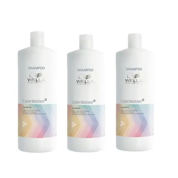 Wella Professionals Пакет от 3 x Шампоан за защита и укрепване на цвета за боядисана коса - Wella Professionals Color Motion+, 1000 мл