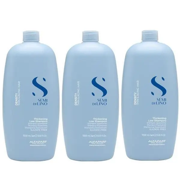 Alfaparf Milano Пакет от 3 x Уплътняващ шампоан - Alfaparf Milano Semi di Lino Density Thickening Low Shampoo, 1000 мл
