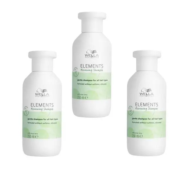 Wella Professionals Пакет от 3 x Веган шампоана за всички типове коса - Wella Professionals Elements Renewing Shampoo, 250 мл