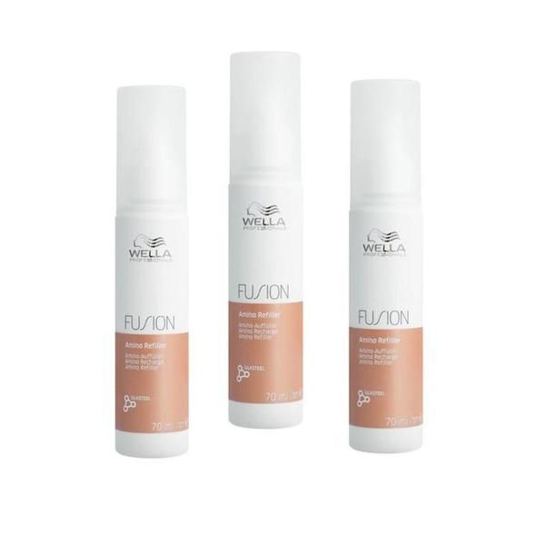 Wella Professionals Пакет от 3 x Възстановяваща терапия за увредена коса с аминокиселини - Wella Professionals Fusion Amino Refiller, версия 2023, 70 мл