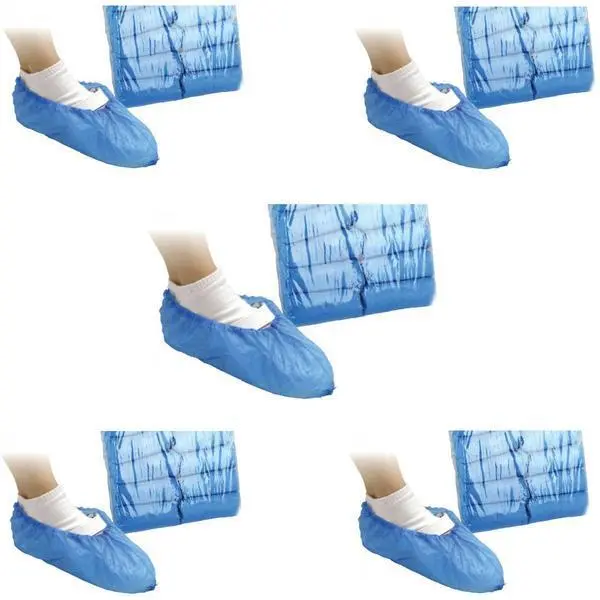 Beautyfor Пакет от 5 x Калцуни за обувки от полиетилен за еднократна употреба - Beautyfor, размер 14x39 см, сини, 100 бр