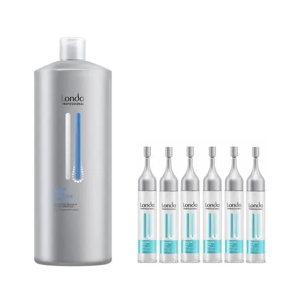 Londa Professional Пакет против косопад - Londa Professional Scalp Vital Booster: Шампоан 1000 мл, Подхранващ серум 6 x 9 мл