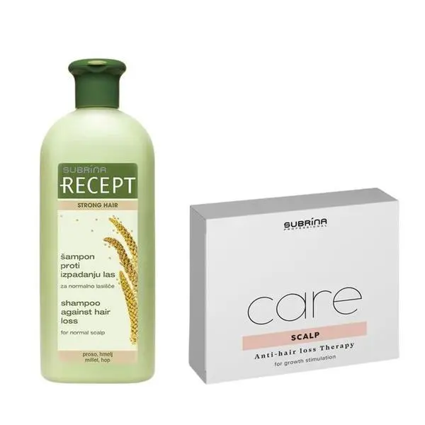 Subrina Пакет против косопад - Subrina Professional: Шампоан Recept Strong Hair 400 мл, Ампули за грижа за скалпа 5 x 10 мл