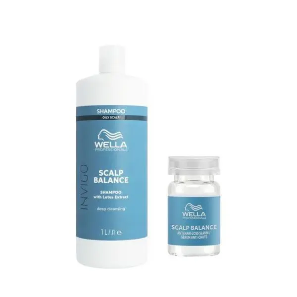 Wella Professionals Пакет против косопад - Wella Professionals: Invigo Scalp Balance Дълбоко почистващ шампоан 1000 мл + Серум Invigo Scalp Balance 8 x 6 мл