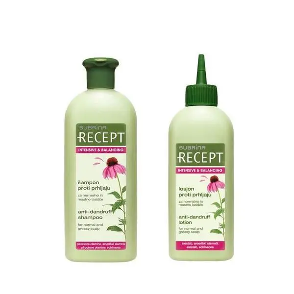 Subrina Пакет  против пърхот за мазен скалп - Subrina Recept Intensive &amp; Balancing Anti-Dandruff: Шампоан 400 мл, Лосион 200 мл