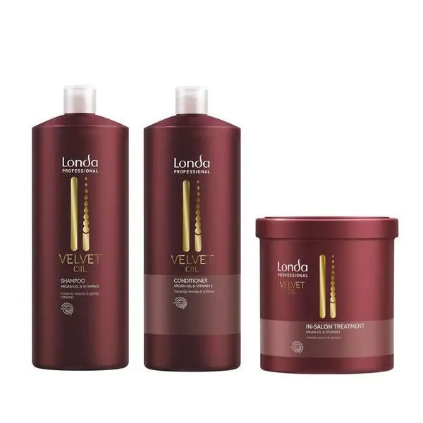Londa Professional Пакет с арганово масло - Londa Professional Velvet Oil: Шампоан 1000 мл, Балсам 1000 мл, Маска 750 мл