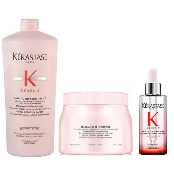 Kerastase Пакет с подсилващ ефект - Kerastase Genesis: Шампоан против косорад 1000 мл, подсилваща маска 500 мл, подсилващ серум, 90 мл
