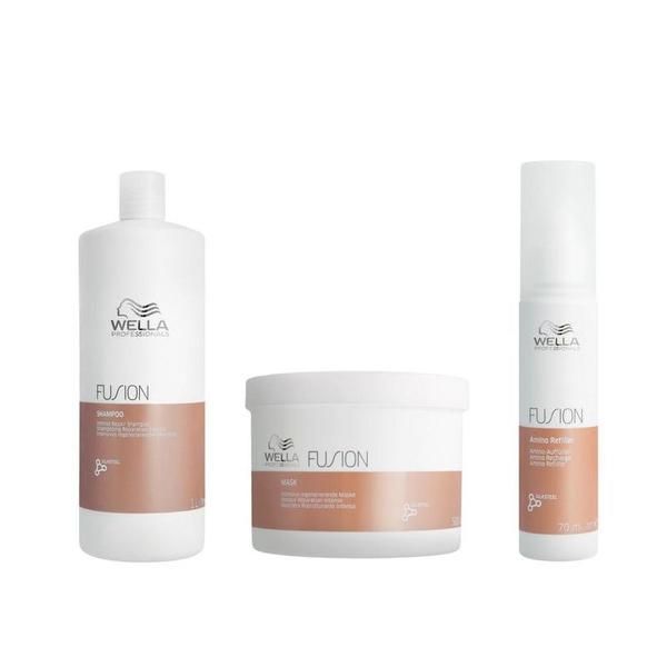 Wella Professionals Пакет с възстановяващ ефект - Wella Professionals Fusion Intense Repair: Шампоан 1000 ml, Маска 500 мл, Лечение с аминокиселини 70 мл