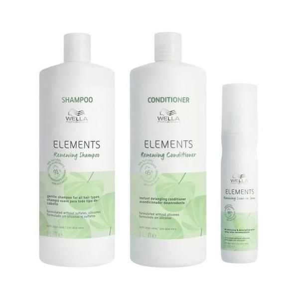 Wella Professionals Пакет Wella Professionals Elements Renewing за всички типове коса - шампоан 1000 мл, балсам 1000 мл, спрей без измиване 150 мл