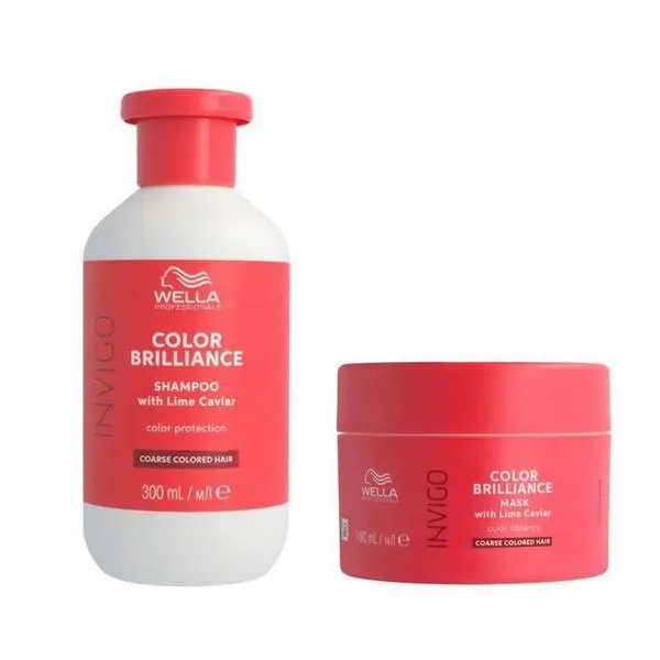 Wella Professionals Пакет за боядисана груба коса - Wella Professionals Invigo Color Brilliance Coarse: Шампоан 300 мл, Маска 150 мл
