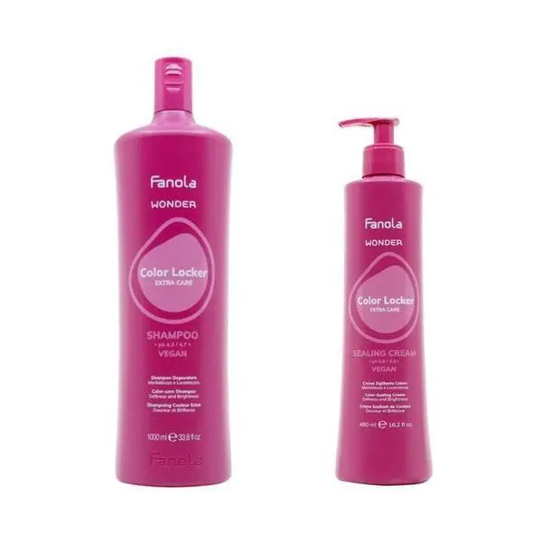 Fanola Пакет за боядисана коса - Fanola Wonder Color Locker Extra Care: Шампоан, 1000 мл + Маска, 480 мл