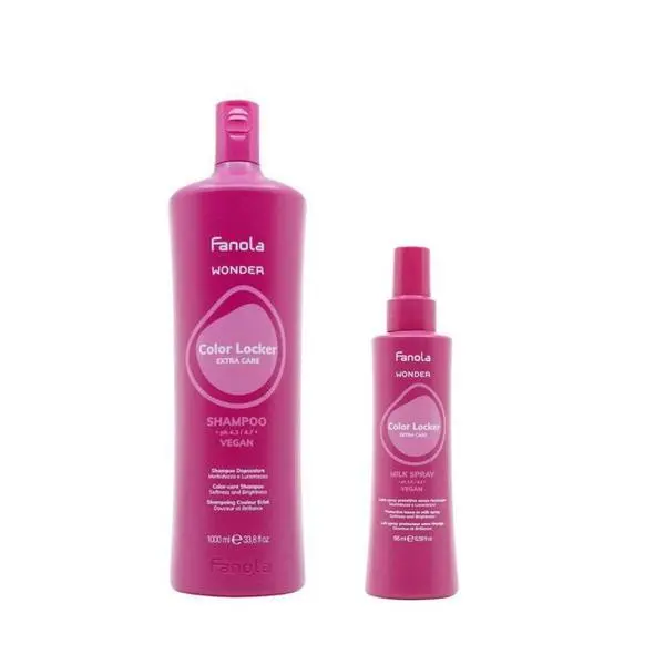 Fanola Пакет за боядисана коса - Fanola Wonder Color: Шампоан, 1000 мл + Спрей без отмиване, 195 мл
