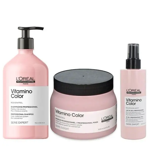 L'oreal Professionnel Пакет за боядисана коса - L'Oreal Professionnel Vitamino Color: Шампоан 500 мл, Маска 500 мл, Спрей 190 мл