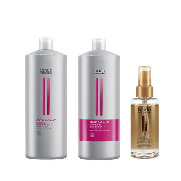 Londa Professional Пакет за боядисана коса - Londa Professional Color Radiance: Шампоан 1000 мл, Балсам 1000 мл, Арганово масло 100 мл