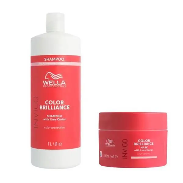 Wella Professionals Пакет за боядисана коса с фина/нормална коса - Wella Professionals Invigo Color Brilliance Fine/Normal: Шампоан 1000 мл, Маска 150 мл