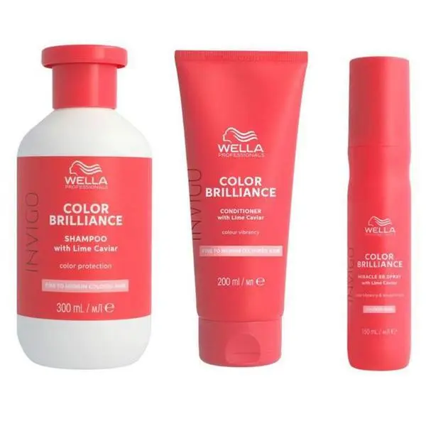 Wella Professionals Пакет за боядисана коса с фини/нормални кичури - Wella Professionals Invigo Color Brilliance Fine/Normal: Шампоан 300 мл, Балсам 200 мл, Miracle BB спрей 150 мл