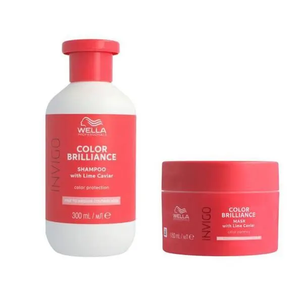 Wella Professionals Пакет за боядисана коса с фини/нормални кичури - Wella Professionals Invigo Color Brilliance Fine/Normal: Шампоан 300 мл, Маска 150 мл