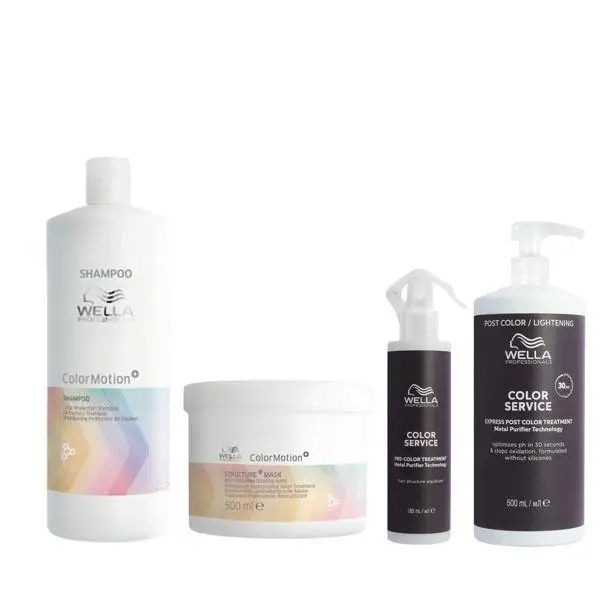 Wella Professionals Пакет за боядисана коса Wella Professionals Color Motion+ - Шампоан 1000 мл, Маска 500 мл,  Терапия Pre-Colour  185 мл, Post-Colour Лечение 500 мл