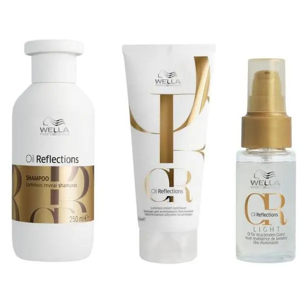 Wella Professionals Пакет за гладка и блестяща коса - Wella Professionals Oil Reflections Luminous: Шампоан 250 мл, Балсам 200 мл, Олио 30 мл
