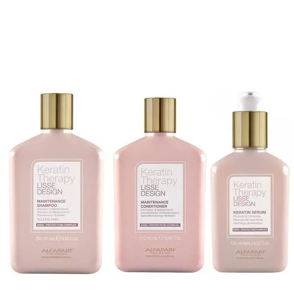 Alfaparf Milano Пакет за поддръжка след изправяне - Alfaparf Milano Keratin Therapy Lisse Design: Шампоан 250 мл, Балсам 250 мл, Серум  125 мл