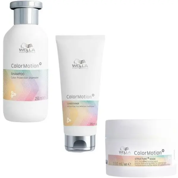 Wella Professionals Пакет за поддържане и укрепване на цвета за боядисана коса - Wella Professionals Color Motion+: Шампоан 250 мл, Балсам 200 мл, Маска 150 мл