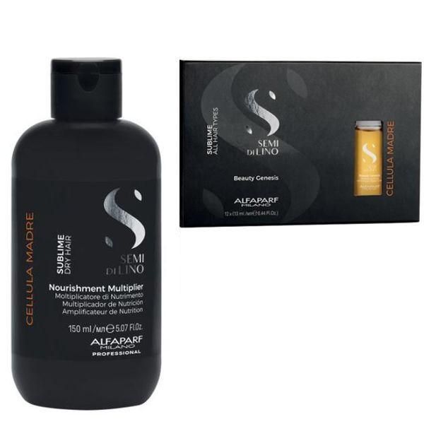 Alfaparf Milano Пакет за регенерация и хидратация Alfaparf Milano Cellula Madre &ndash; Регенериращ еликсир 12 x 13мл, Хидратираща терапия 150мл