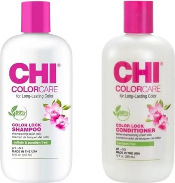CHI Пакет за ревитализиране на боядисана коса - CHI ColorCare - Color Lock: Шампоан 355 мл, Балсам 355 мл