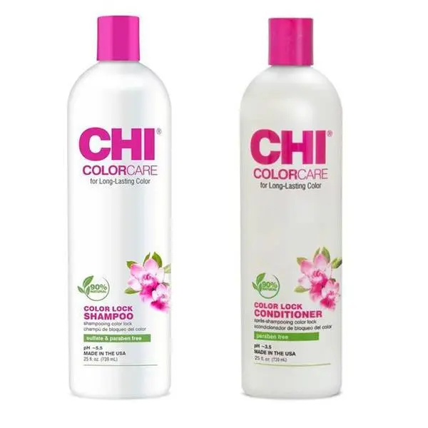 CHI Пакет за ревитализиране на боядисана коса - CHI ColorCare - Color Lock: Шампоан 739 мл, Балсам 739 мл