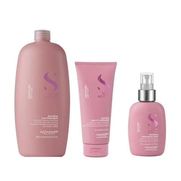 Alfaparf Milano Пакет за суха коса - Alfaparf Milano Semi Di Lino Moisture Nutritive: Шампоан 1000 мл, Балсам 200 мл, Флуид 125 мл
