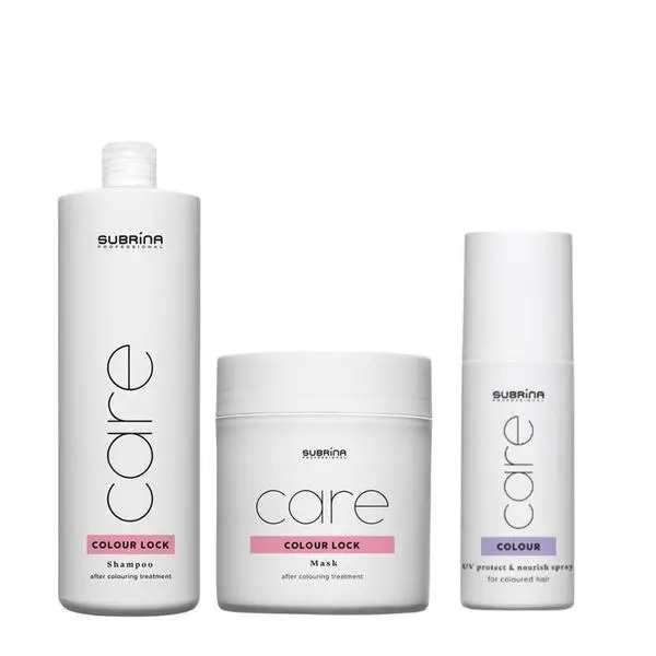 Subrina Пакет за защита на цвета - Subrina Professional Care Colour Lock: Шампоан 1000 мл, Маска 500 мл, Балсам спрей 150 мл