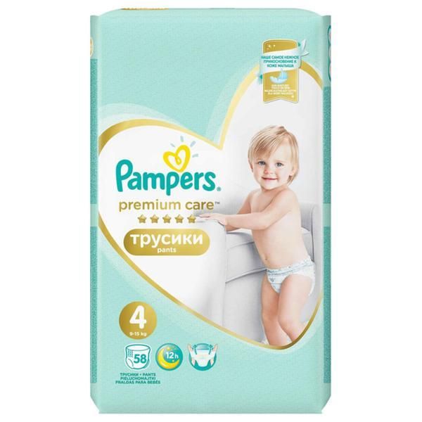 Pampers Памперси гащички Pampers Premium Care Pants, размер 4 (9-15 кг), 58 бр