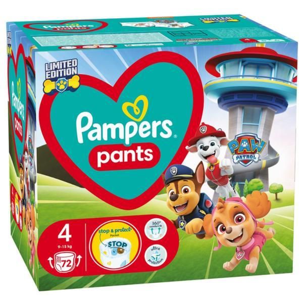 Pampers Памперси за бебета - Pampers Active Baby Pants Limited Edition Paw Patrol, размер 4 (9-15 кг), 72 бр