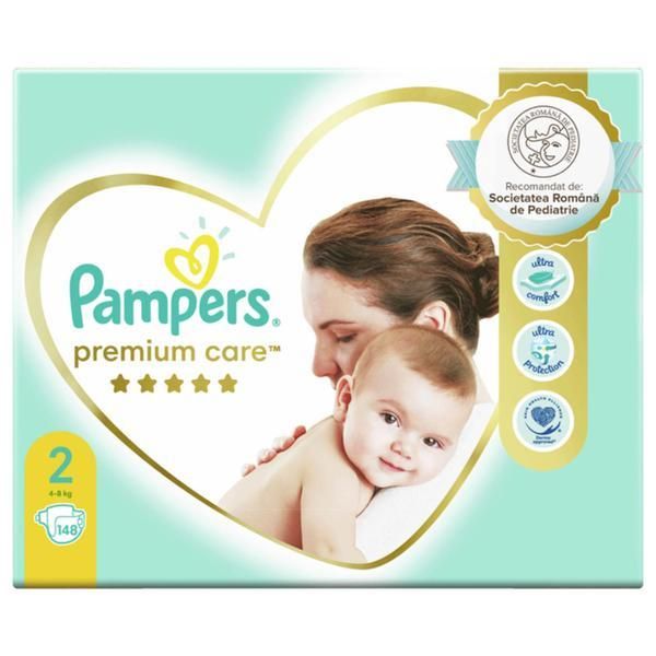 Pampers Памперси за новородени - Pampers Premium Care New Baby, размер 2 (4-8 кг), 148 бр