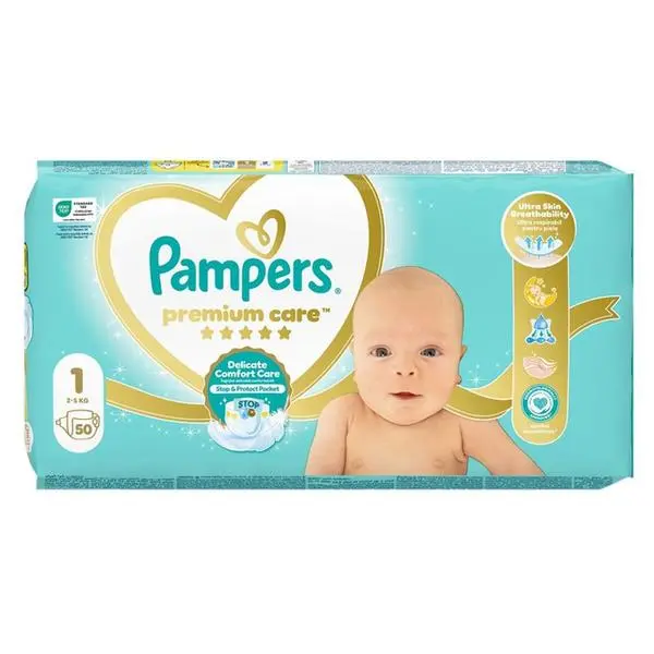 Pampers Памперси за новородени - Pampers Premium Care Newborn, размер 1 (2-5 кг), 50 бр