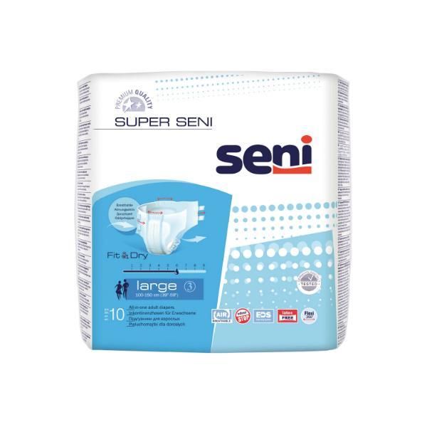 Seni Памперси за възрастни Seni Super Fit&amp;Dry Large 3, 10 бр