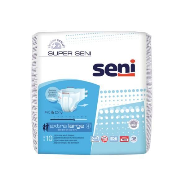 Seni Памперси за възрастни - Super Fit &amp; Dry Extra Large Breasts 4, 10 бр