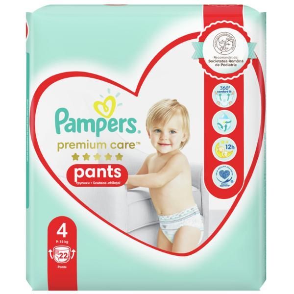 Pampers Панталони за пелени - Pampers Premium Care Pants, размер 4 (9-15 кг), 22 бр