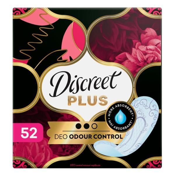 Discreet Парфюмирани ежедневни превръзки рбенти - Discreet Plus Deo Odor Control, 52 бр