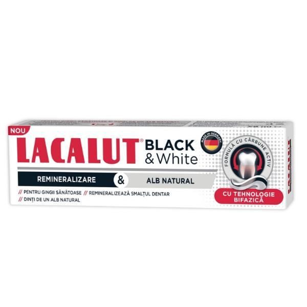 Lacalut Паста за съби Lacalut Black &amp; White Toothpaste, 75 мл