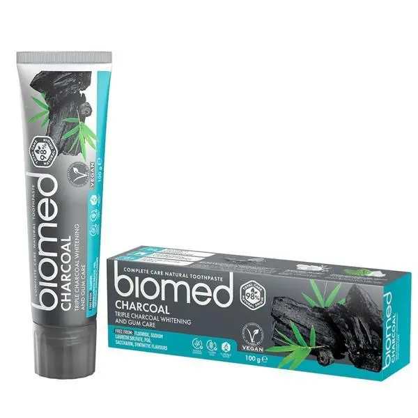 Biomed Паста за зъби с активен въглен за избелване - Biomed Charcoal Triple Charcoal Whitening and Gum Care Toothpaste, 100 гp