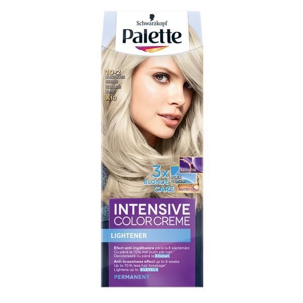 Palette Перманентен избелваща боя за коса - Schwarzkopf Palette Deluxe Oil, нюанс 10-2 (A10) ултра сиво русо