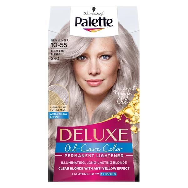 Palette Перманентен избелваща боя за коса - Schwarzkopf Palette Deluxe Oil, нюанс 10-55 (240) Dusty Cool Blonde
