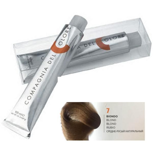 Compagnia del Colore Перманентен крем боя, Без амоняк: нюанс Biondo 7, - Compagnia del Colore 100 мл
