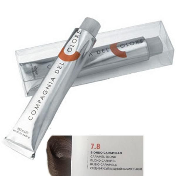 Compagnia del Colore Перманентен крем боя, Без амоняк: нюанс Biondo Caramello 7.8- Compagnia del Colore 100 мл