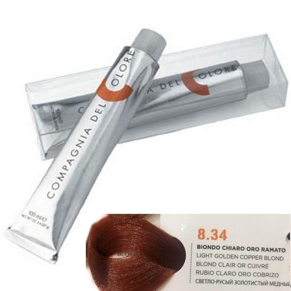 Compagnia del Colore Перманентен крем боя, Без амоняк: нюанс Biondo Chiaro Oro Ramato 8.34 - Compagnia del Colore 100 мл
