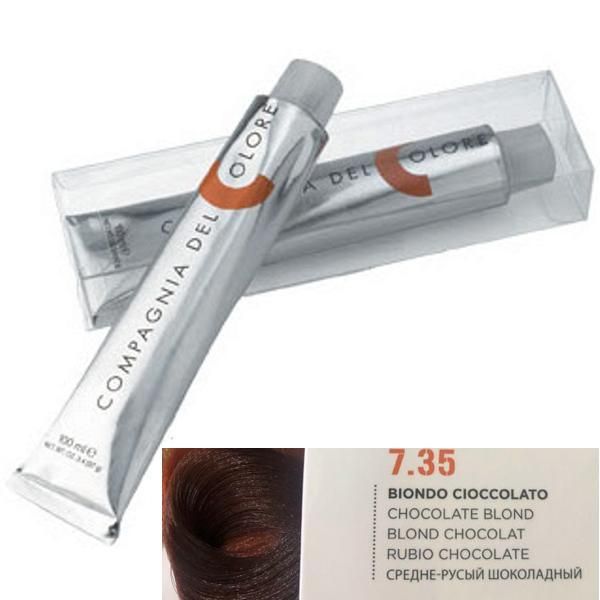 Compagnia del Colore Перманентен крем боя, Без амоняк: нюанс Biondo Cioccolato 7.35- Compagnia del Colore 100 мл