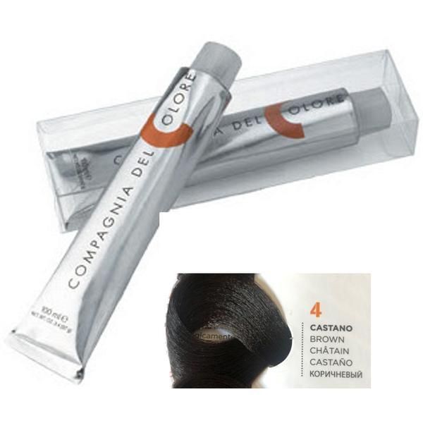 Compagnia del Colore Перманентен крем боя, Без амоняк: нюанс Castano 4, - Compagnia del Colore 100 мл